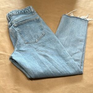 Top Shop Straight Leg Rough Hem Light Blue Jean Sz W27